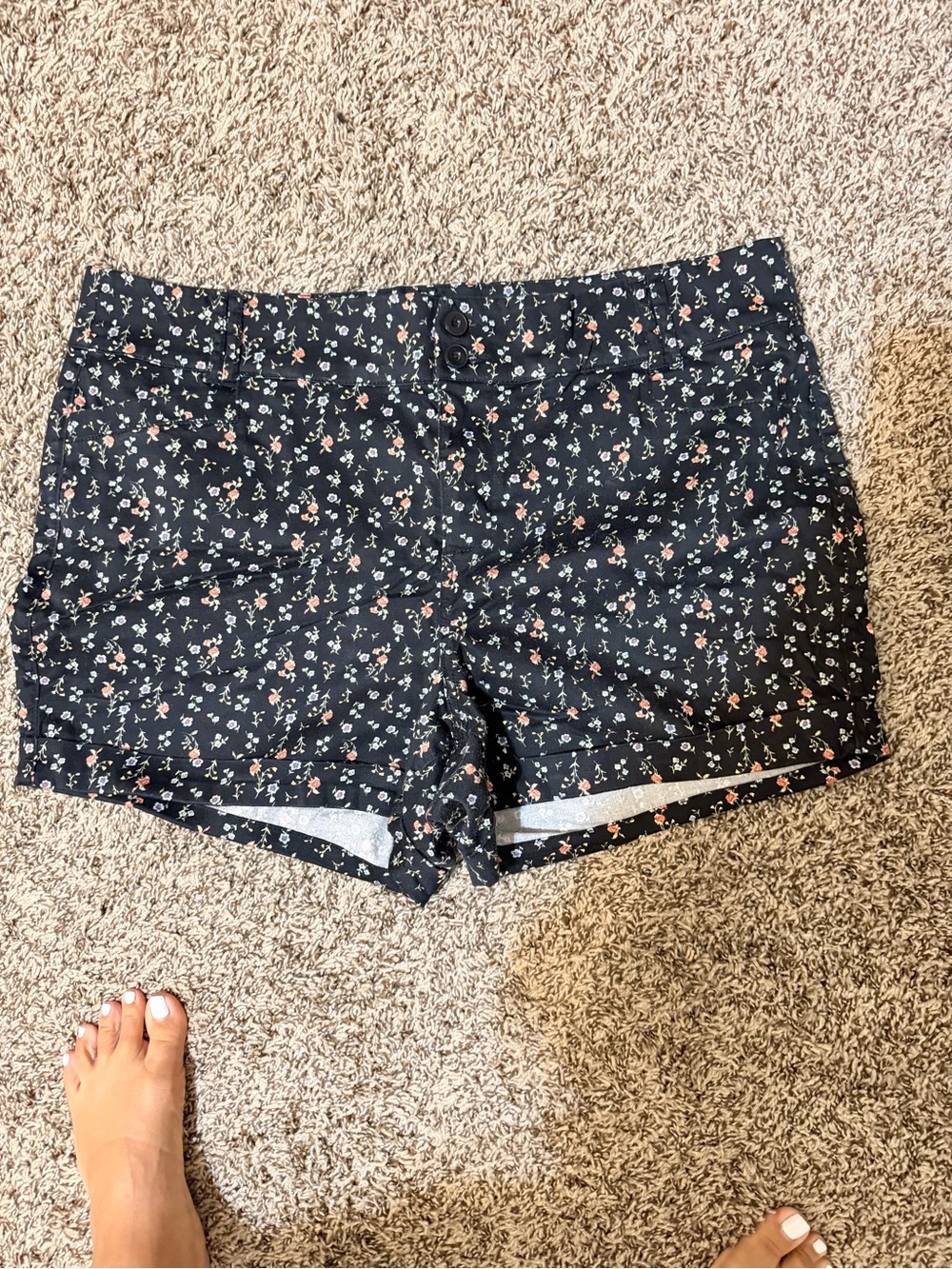 torrid Black Floral Print Jean Shorts